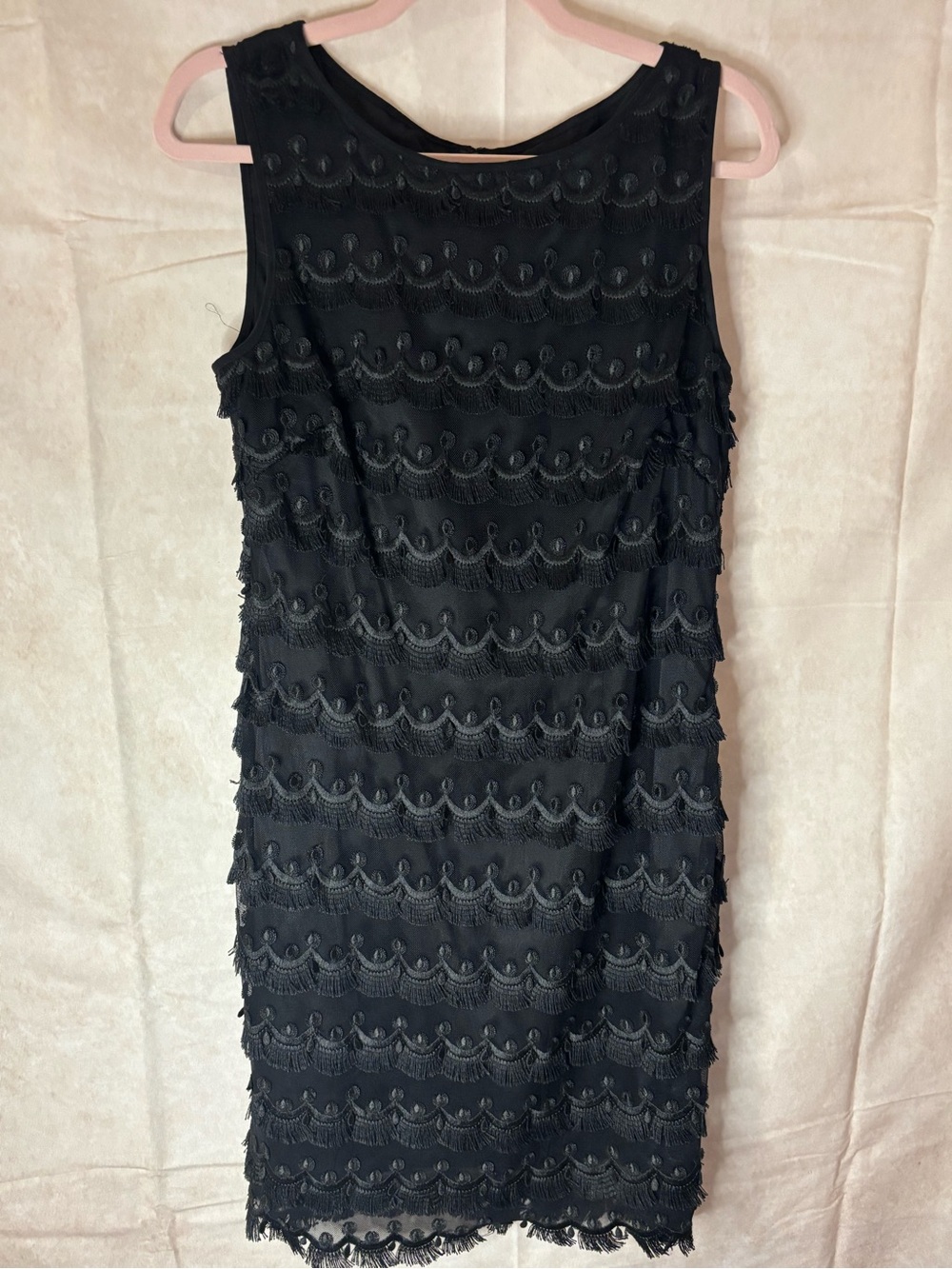 Black Sleeveless Scalloped Lace Mini Dress